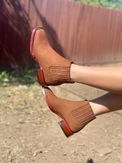 Los Altos Women Wide Square Square Toe Chedron Suede Ankle Boot -Guadalajara Western Wear IMG 7122