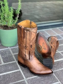 Cuadra Almond Deer With Side Zipper Semi Oval Toe Cowboy Boots -Guadalajara Western Wear IMG 7846