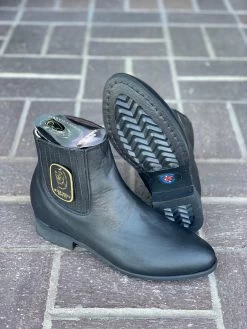 Wild West Black Napa Leather Rubber Sole Botin Charro