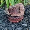 Angel Ranch Brown Floral Leather Belt Womens 2 Angel Ranch Brown Floral Leather Belt Womens -Guadalajara Western Wear IMG 9215