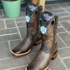 Wild West Faded Brown Ostrich Belly Wide Square Toe Cowboy Boots -Guadalajara Western Wear IMG 9745