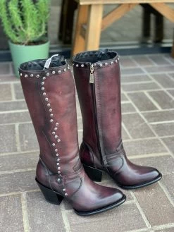 Los Altos Burgundy Round Toe Tall Women Western Boot