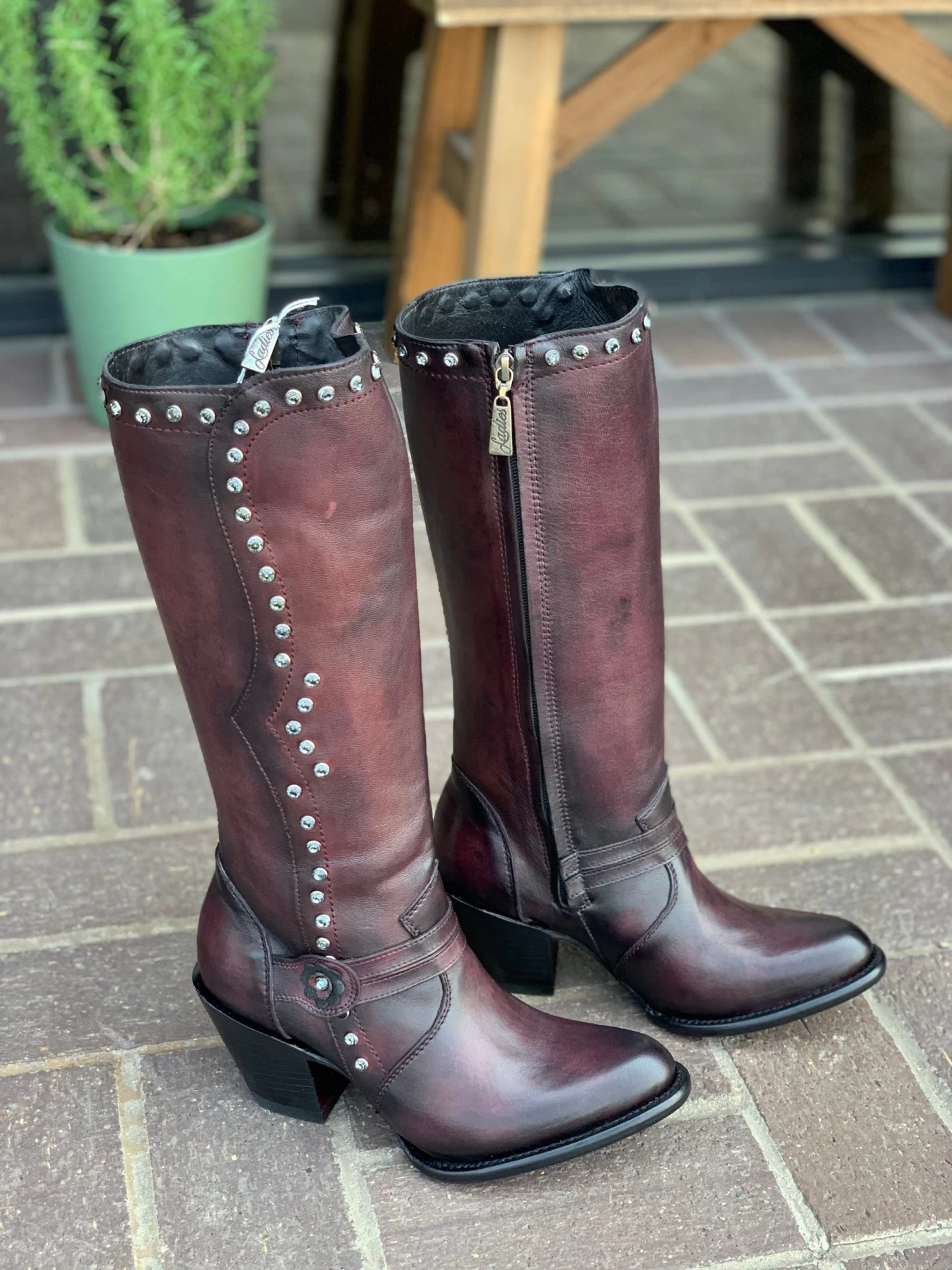 Los Altos Burgundy Round Toe Tall Women Western Boot 3 Los Altos Burgundy Round Toe Tall Women Western Boot