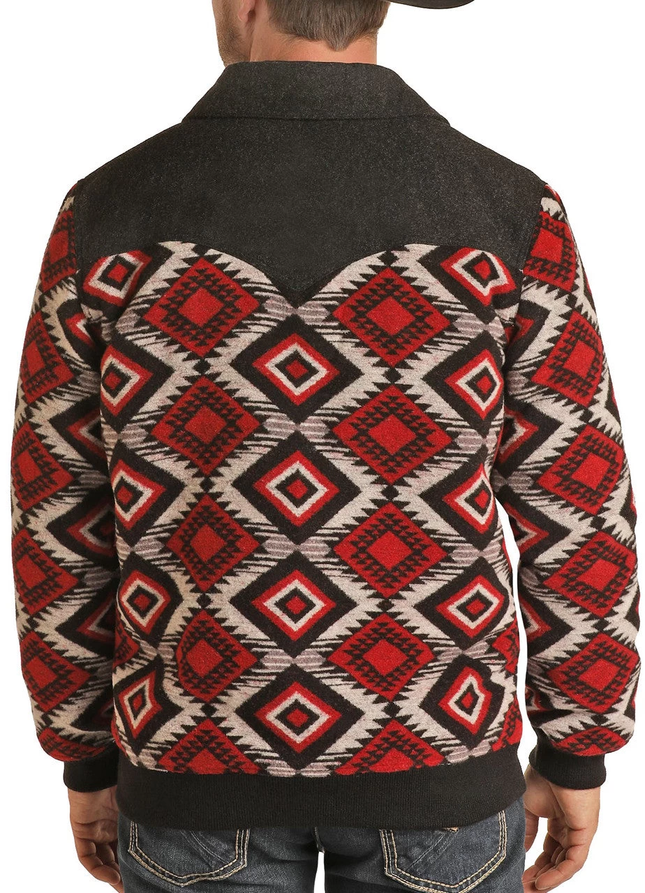 Panhandle Men's Red Aztec Wool Coat 6 Panhandle Men's Red Aztec Wool Coat - Image 4