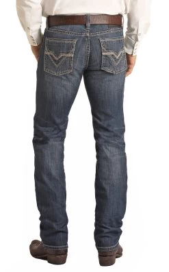 Slim Fit Stretch Tan Double V Pocket Straight Bootcut Jeans - Rock&Roll Denim -Guadalajara Western Wear RRMD1RRZSF BZ 20750