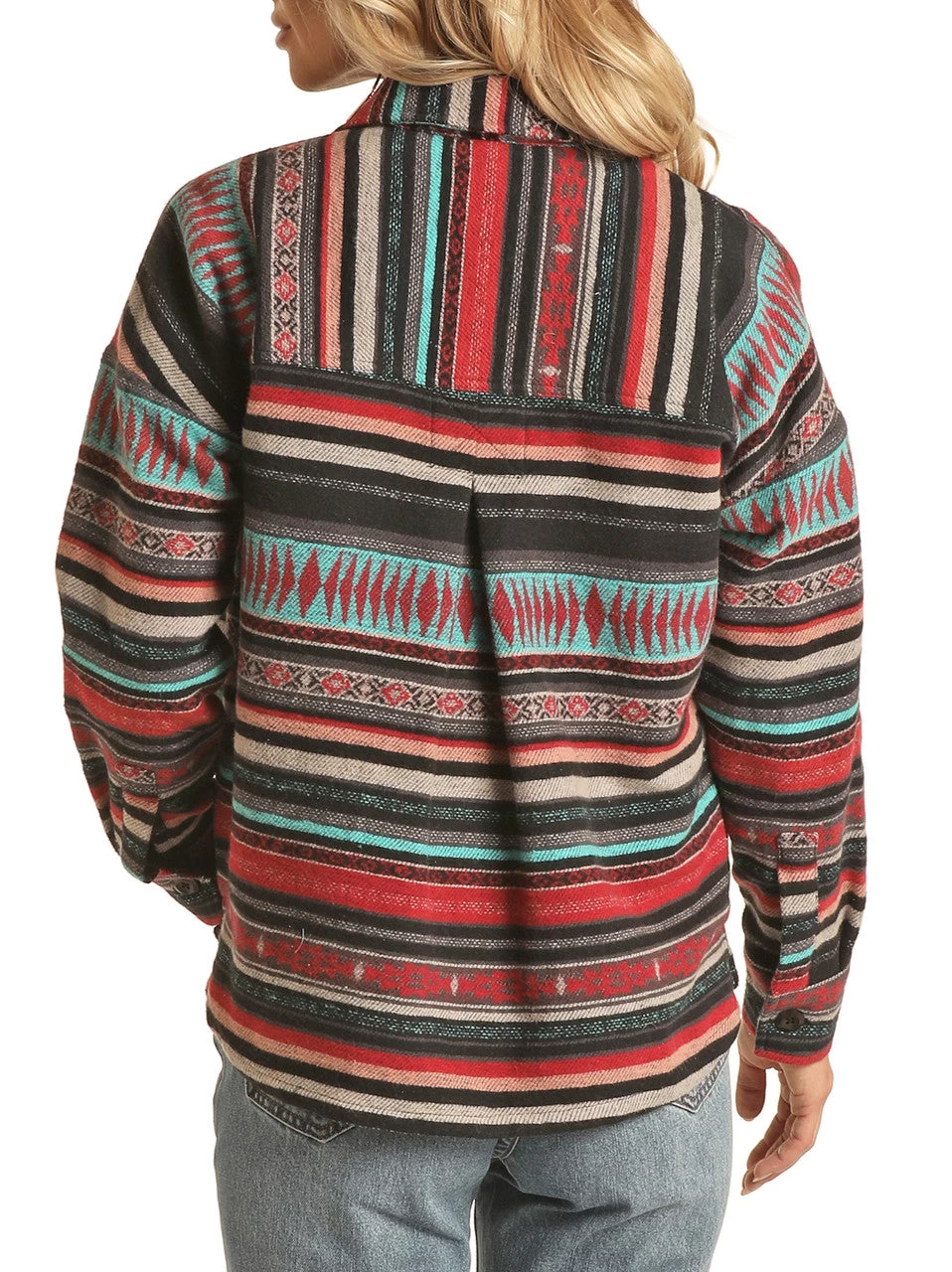 Women's Striped Shirt Jacket- Rock&Roll Denim 5 Women's Striped Shirt Jacket- Rock&Roll Denim - Image 3