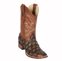 Los Altos Rustic Cognac Piraruccu Wide Square Toe Cowboy Boots