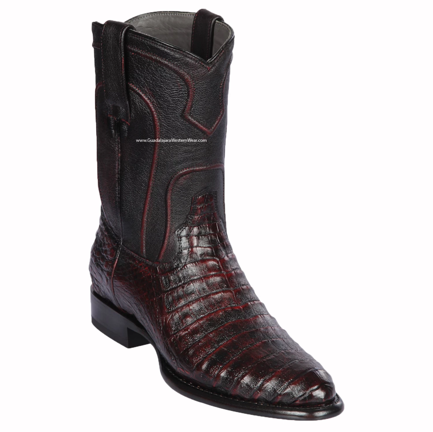 Los Altos Black Cherry Caiman Belly Roper Cowboy Boots 3 Los Altos Black Cherry Caiman Belly Roper Cowboy Boots