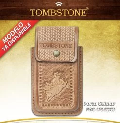 Tombstone Leather Tooled Bull Riding Cell Phone Case