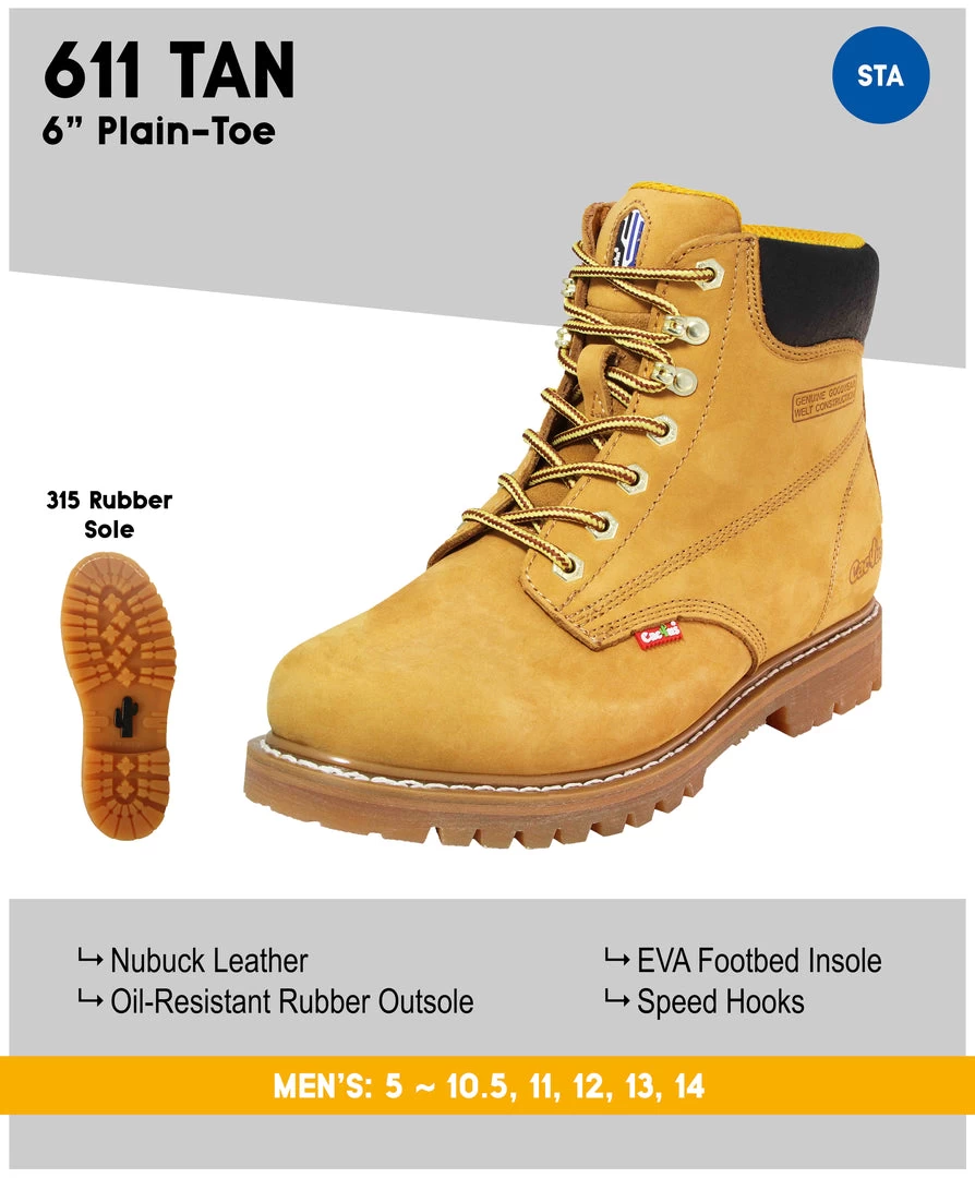 Cactus 611 Tan Soft Toe Work Boot 3 Cactus 611 Tan Soft Toe Work Boot