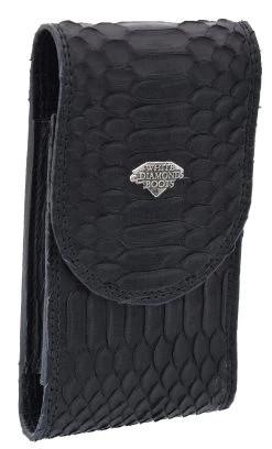 White Diamond Funda Python Leather Cell Phone Case - Negro