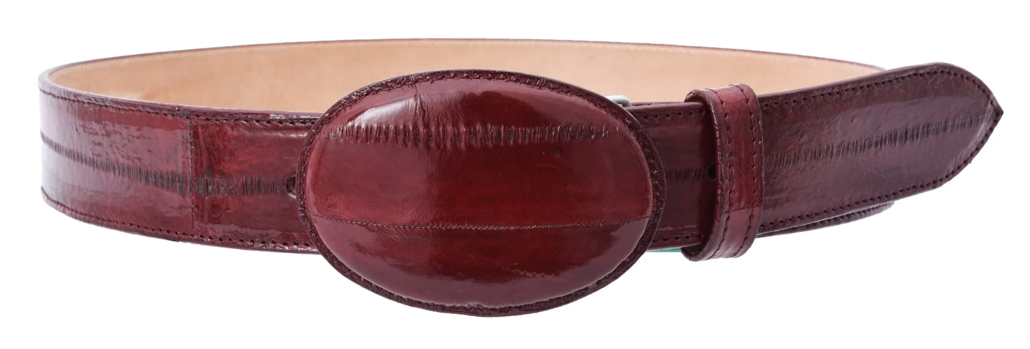 White Diamond Anguila Leather Belt - Vino 3 White Diamond Anguila Leather Belt - Vino