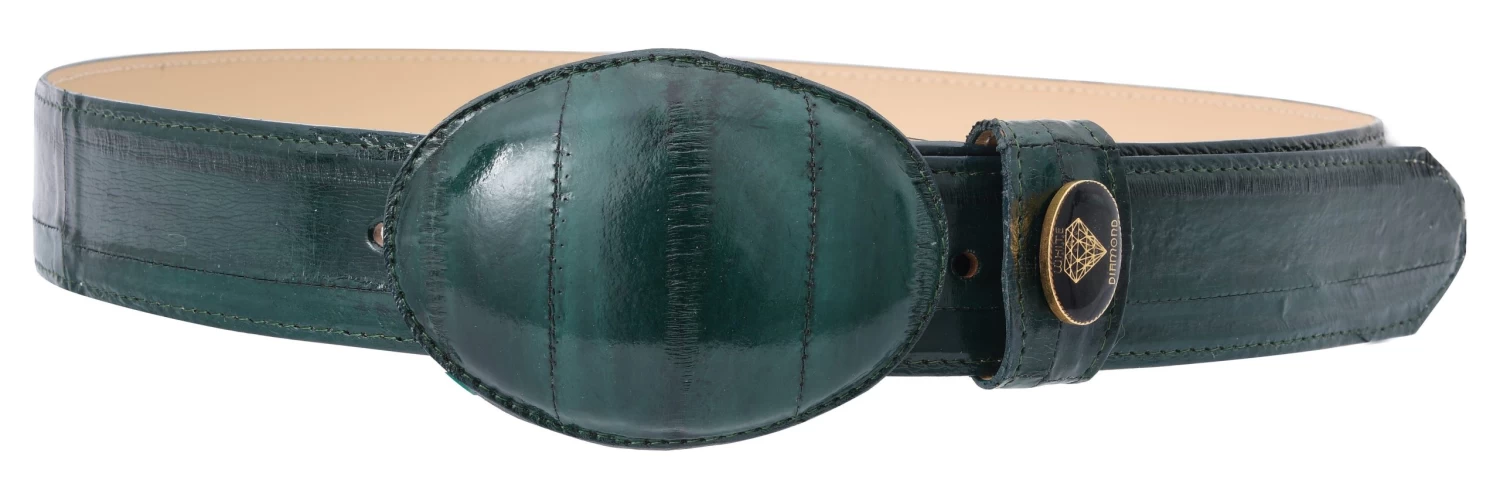White Diamond Anguila Leather Belt - Verde 3 White Diamond Anguila Leather Belt - Verde